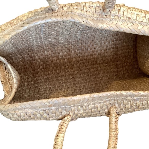 Vintage Large Wicker Satchel Briefcase Tote, Light Tan - Picture 2 of 15